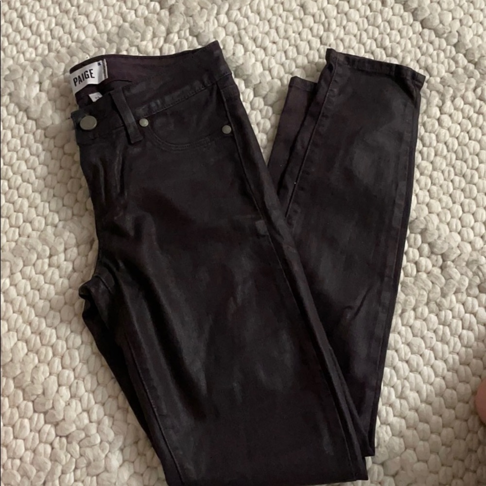Burgundy coated paige denim